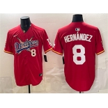 Men's Los Angeles Dodgers x One Piece #8 Enrique Hernández Red Vapor Premier Limited Stitched Baseball Jersey Men's Los Angeles Dodgers x One Piece #8 Enrique Hernández Red Vapor Premier Limited Stitched Baseball Jersey