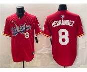 Men's Los Angeles Dodgers x One Piece #8 Enrique Hernández Red Vapor Premier Limited Stitched Baseball Jersey Men's Los Angeles Dodgers x One Piece #8 Enrique Hernández Red Vapor Premier Limited Stitched Baseball Jersey