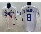 Men's Los Angeles Dodgers x One Piece #8 Enrique Hernández White Vapor Premier Limited Stitched Baseball Jersey Men's Los Angeles Dodgers x One Piece #8 Enrique Hernández White Vapor Premier Limited Stitched Baseball Jersey