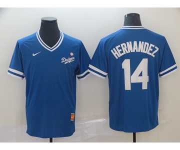 Men's Nike  Los Angeles Dodgers #14 Hernandez Blue M&N MLB Jersey