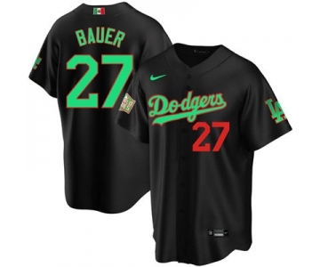 Men's Nike Los Angeles Dodgers #27 Trevor Bauer Mexico Black Stitched Baseball Jersey
