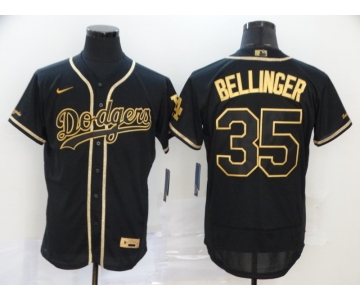 Men's Nike Los Angeles Dodgers #35 Cody Bellinger Black Gold Authentic Jersey