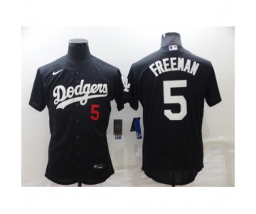 Men's Nike Los Angeles Dodgers #5 Freddie Freeman Black Jersey