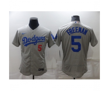 Men's Nike Los Angeles Dodgers #5 Freddie Freeman Gray Stitched Baseball Jersey