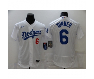 Men's Nike Los Angeles Dodgers #6 Trea Turner White Elite Jersey