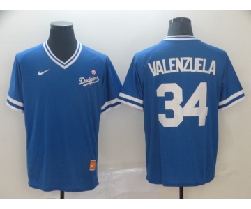 Men's Nike Majestic Los Angeles Dodgers #34 Fernando Valenzuela  Blue M&N MLB Jersey
