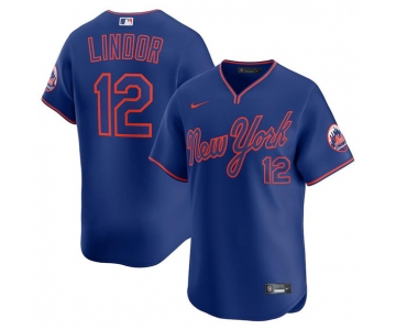 Men's New York Mets #12 Francisco Lindor Royal 2025 Alternate Limited Stitched Baseball Jersey