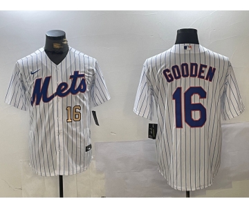 Men's New York Mets #16 Dwight Gooden White Cool Base Stitched Jerseys