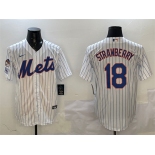 Men's New York Mets #18 Darryl Strawberry White 2025 Spring Training Cool Base Stitched Baseball Jersey