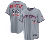Men's New York Mets #19 Bo Bichette Gray USA 250 Fourth of July Home Stitched Baseball Jersey Men's New York Mets #19 Bo Bichette Gray USA 250 Fourth of July Home Stitched Baseball Jersey