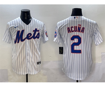 Men's New York Mets #2 Luisangel Acuna White Cool Base Stitched Baseball Jersey
