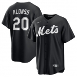 Men's New York Mets #20 Pete Alonso Black Lights Out Limited Stitched Baseball Jersey