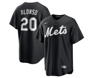Men's New York Mets #20 Pete Alonso Black Lights Out Limited Stitched Baseball Jersey