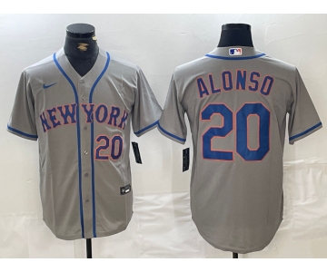 Men's New York Mets #20 Pete Alonso Grey Stitched Baseball Jersey