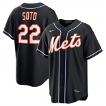 Men's New York Mets #22 Juan Soto 2026 Black Out Stitched Baseball Jersey