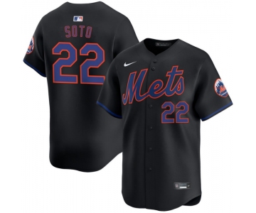 Men's New York Mets #22 Juan Soto Black 2024 Alternate Limited Stitched Baseball Jersey