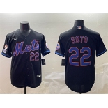 Men's New York Mets #22 Juan Soto Black 2025 Spring Training Cool Base Stitched Baseball Jersey