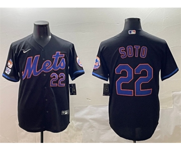 Men's New York Mets #22 Juan Soto Black 2025 Spring Training Cool Base Stitched Baseball Jersey