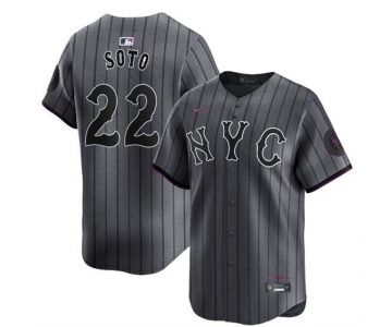 Men's New York Mets #22 Juan Soto Graphite 2024 City Connect Limited Stitched Baseball Jersey