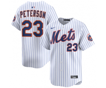 Men's New York Mets #23 David Peterson White 2025 Home Limited Stitched Baseball Jersey