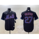 Men's New York Mets #27 Mark Vientos Black Cool Base Stitched Baseball Jersey