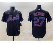 Men's New York Mets #27 Mark Vientos Black Cool Base Stitched Baseball Jersey