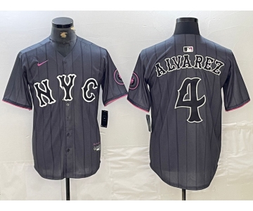 Men's New York Mets #4 Francisco Alvarez Gray 2024 City Connect Cool Base Stitched Jersey