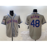 Men's New York Mets #48 Jacob DeGrom Grey 2025 Spring Training Cool Base Stitched Baseball Jersey