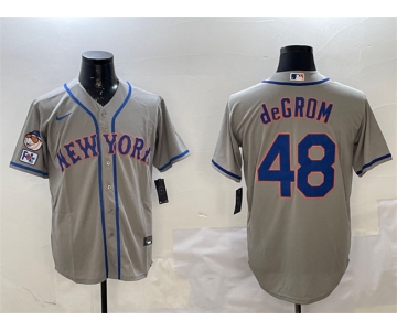Men's New York Mets #48 Jacob DeGrom Grey 2025 Spring Training Cool Base Stitched Baseball Jersey