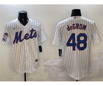 Men's New York Mets #48 Jacob DeGrom White 2025 Spring Training Cool Base Stitched Baseball Jersey
