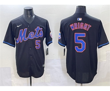 Men's New York Mets #5 David Wright Black Limited Stitched Baseball Jersey