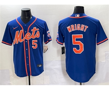 Men's New York Mets #5 David Wright Blue Cool Base Stitched Baseball Jersey