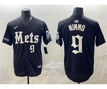 Men's New York Mets #9 Brandon Nimmo Black 'Gotham Gothic Edition' Vapor Premier Limited Stitched Baseball Jersey