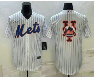 Men's New York Mets Big Logo White Cool Base Stitched Baseball Jersey