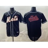 Men's New York Mets Team Big Logo 2026 Fashion Replica Black Out Stitched Baseball Jersey