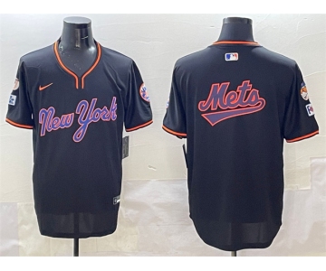 Men's New York Mets Team Big Logo Black 2025 Spring Training Stitched Baseball Jersey