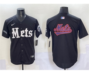 Men's New York Mets Team Big Logo Black 'Gotham Gothic Edition' Vapor Premier Limited Stitched Baseball Jersey