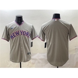 Men's New York Mets Team Big Logo Gray 2025 Limited Stitched Baseball Jersey