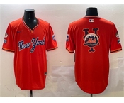 Men's New York Mets Team Big Logo Orange 2025 Spring Training Stitched Baseball Jersey