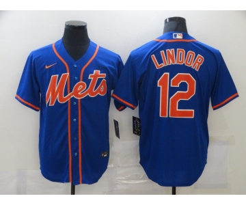 Nike Men's New York Mets #12 Francisco Lindor Blue Alternate Home Cool Base Baseball Jersey