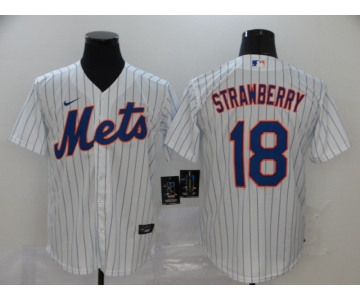 Nike Men's New York Mets #18 Darryl Strawberry White Alternate Home Cool Base Baseball Jersey
