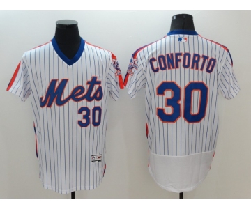 Nike Men's New York Mets #30 Michael Conforto White Retro Alternate Flex Base Authentic Collection Baseball Jersey