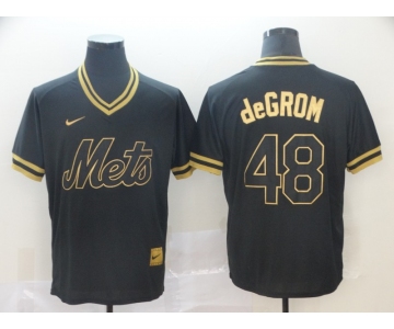 Nike Men's New York Mets #48 Jacob deGrom Authentic Black Gold Fashion Baseball Jersey