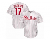 Men Philadelphia Phillies #17 Rhys Hoskins White Home Stitched MLB Jersey
