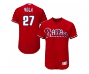 Men Philadelphia Phillies #27 Aaron Nola Red Flexbase Authentic Collection Stitched MLB Jersey