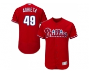 Men Philadelphia Phillies #49 Jake Arrieta Red Flexbase Authentic Collection Stitched MLB Jersey