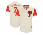 Men's 2017 Little League World Series Phillies #7 Maikel Franco Compa F Tan Jersey