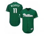 Men's Majestic Philadelphia Phillies #11 Tim McCarver Green Celtic Flexbase Authentic Collection MLB Jersey