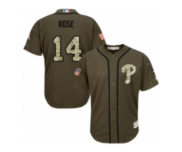 Men's Majestic Philadelphia Phillies #14 Pete Rose Authentic Green Salute to Service MLB Jersey