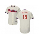 Men's Majestic Philadelphia Phillies #15 Dave Hollins Cream Flexbase Authentic Collection MLB Jersey